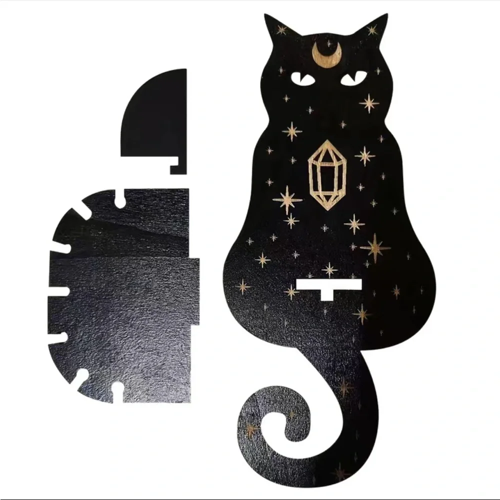 Elegant Little Cat-Shaped Wooden Crystals Candle Storage‎ Rack 9.5”x4” aprox